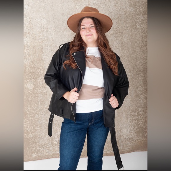 NWT Noisy may Black Leather Jacket SIZE 18 - Picture 2 of 14